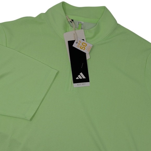 adidas Tops - Adidas HEAT.RDY Golf Polo Shirt Lime Green Quarter Zip UPF 50 Womens M NEW